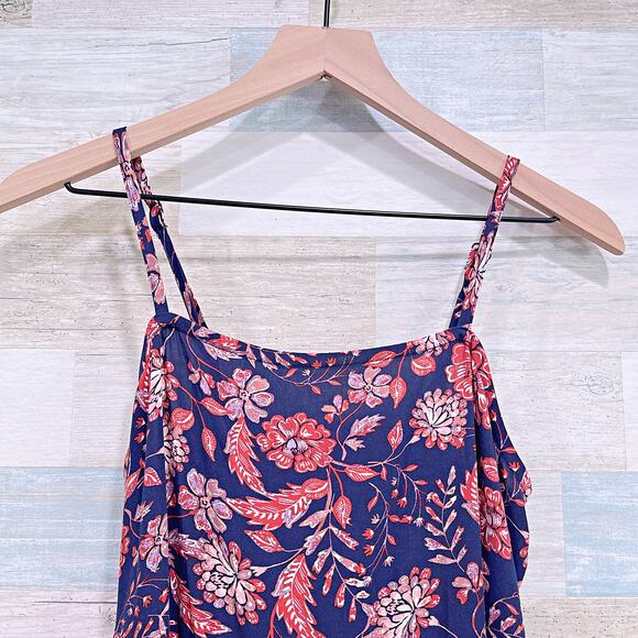 OLD NAVY Paisley Mini Cami Sundress Blue Red Boho Tiered Sleeveless Womens Small - Picture 3 of 8